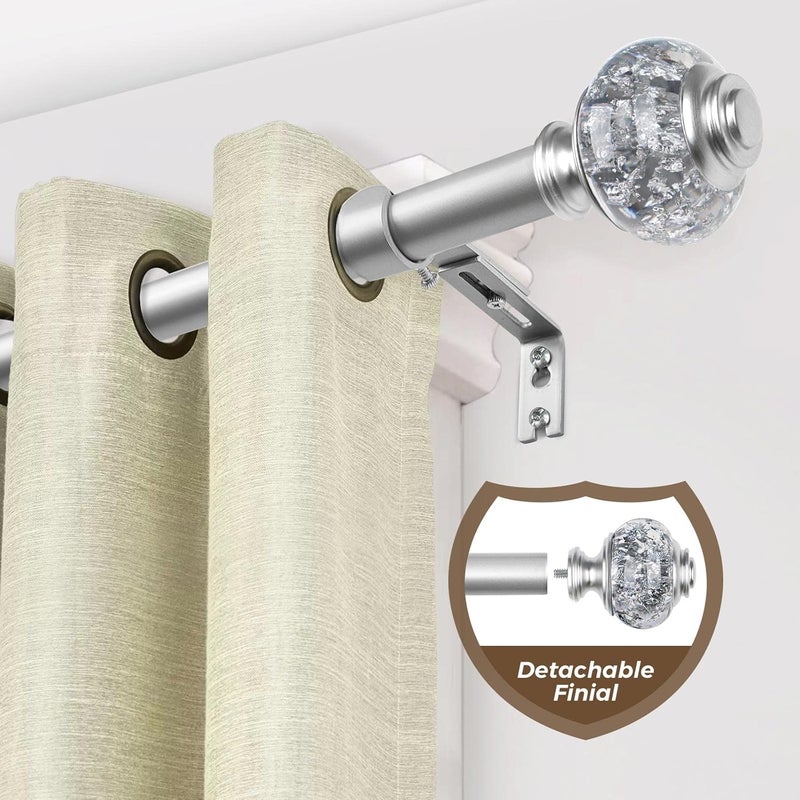 USFOOK 2 Pack Window Treatment Finials for 1 or 7/8 Inch Curtain Rods, Silver Drapery Rods Replacement Finials with M6 Screws, Translucent Finials Embedded with Silver Foil - Image 3